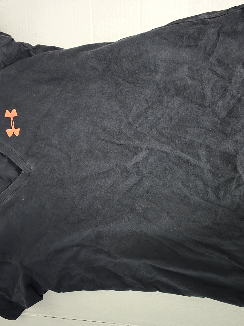 Under Armour Black Short Sleeve V‑Neck Tee with Orange Logo